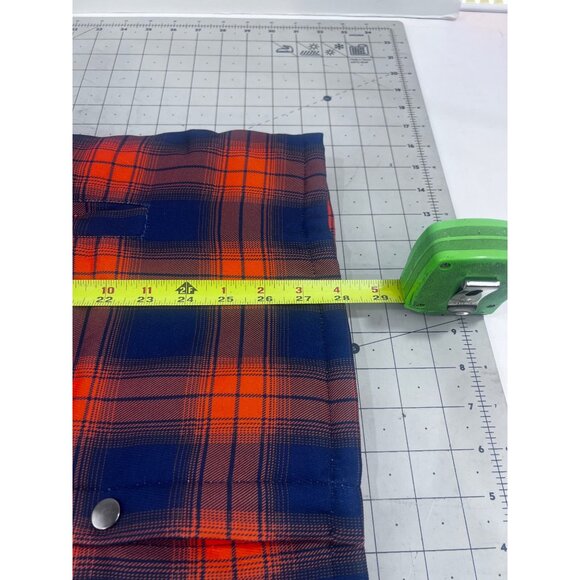 Men's Quilted Flannel Shirt Jacket Plaid Blue & Orange Sz. L Pearl Snap Vintage - Picture 12 of 13